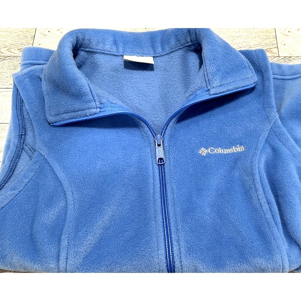 Columbia Women's Fleece Vest Full Zip Front Light Blue Size Small